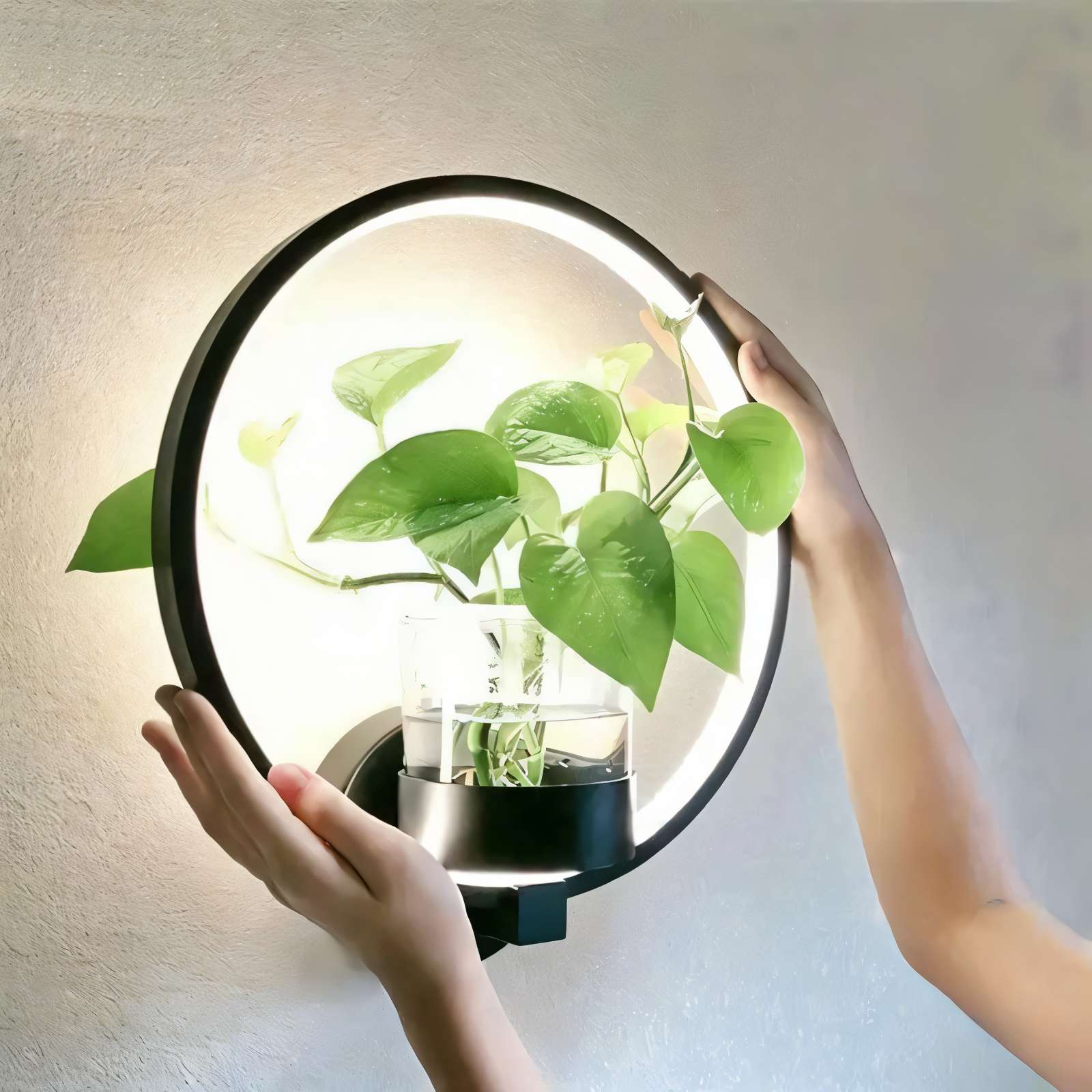 VerdantLume Vägglampa - Minimalistisk Vägglampa med Inbyggd Växthållare - Moderna Vägglampor LED