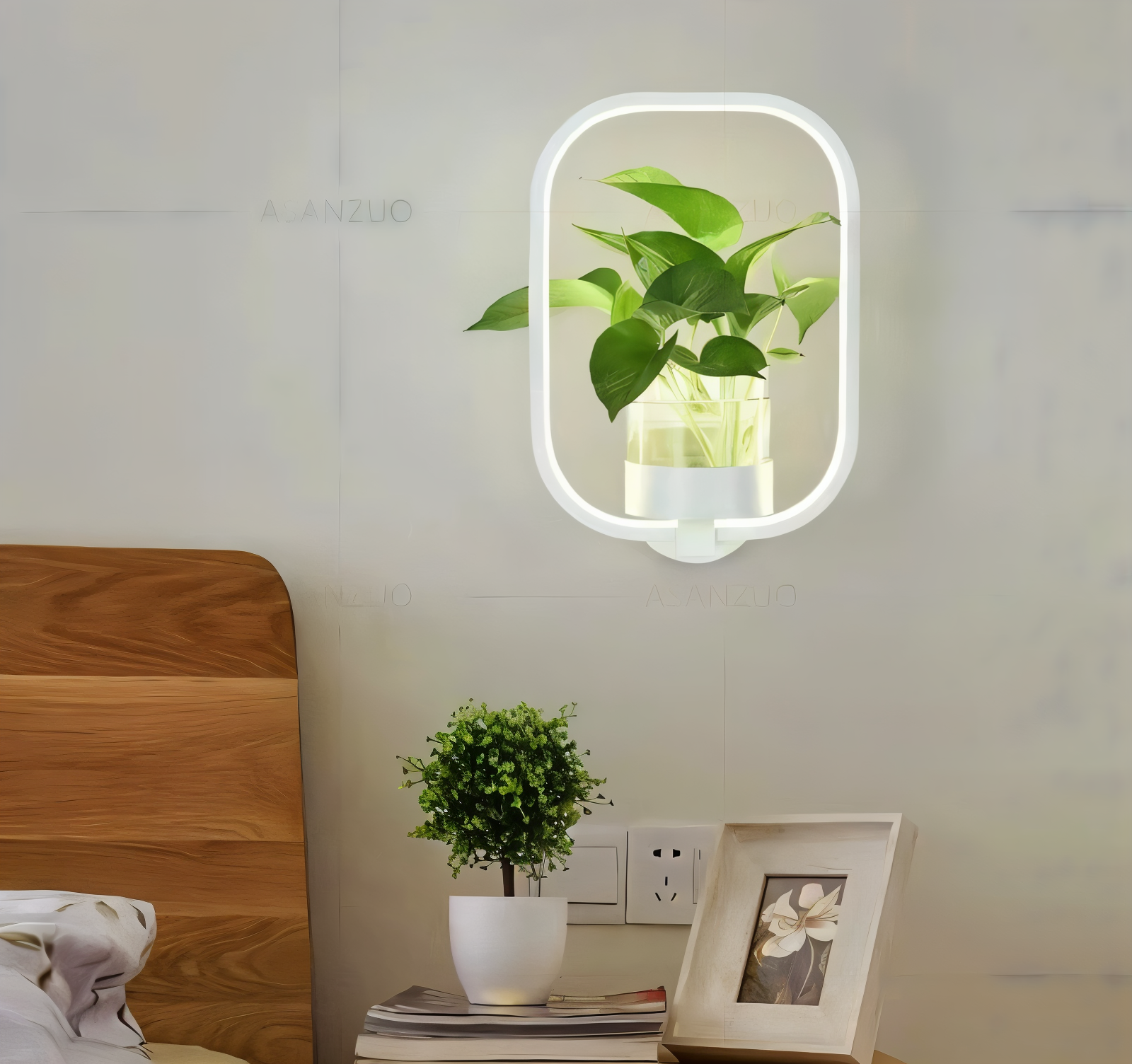 VerdantLume Vägglampa - Minimalistisk Vägglampa med Inbyggd Växthållare - Moderna Vägglampor LED