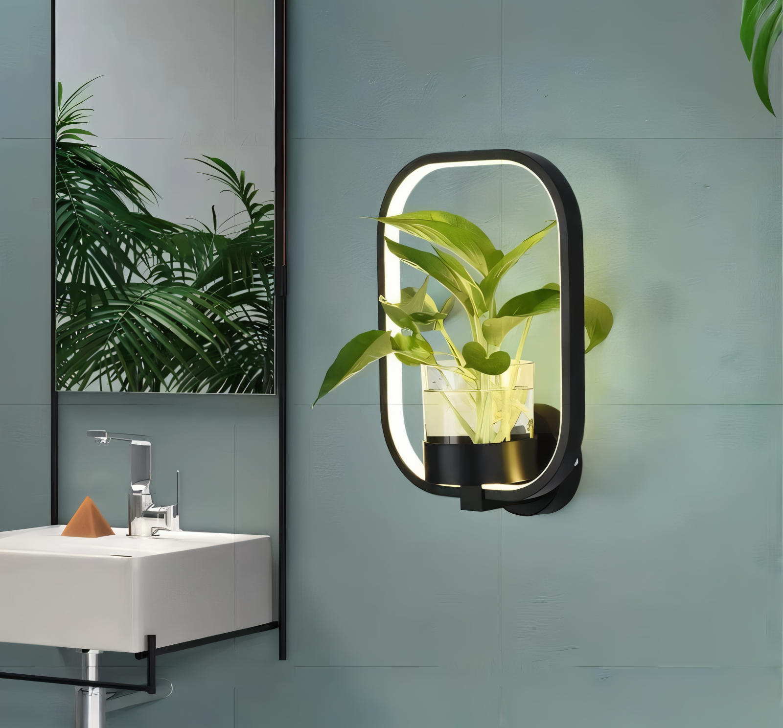 VerdantLume Vägglampa - Minimalistisk Vägglampa med Inbyggd Växthållare - Moderna Vägglampor LED