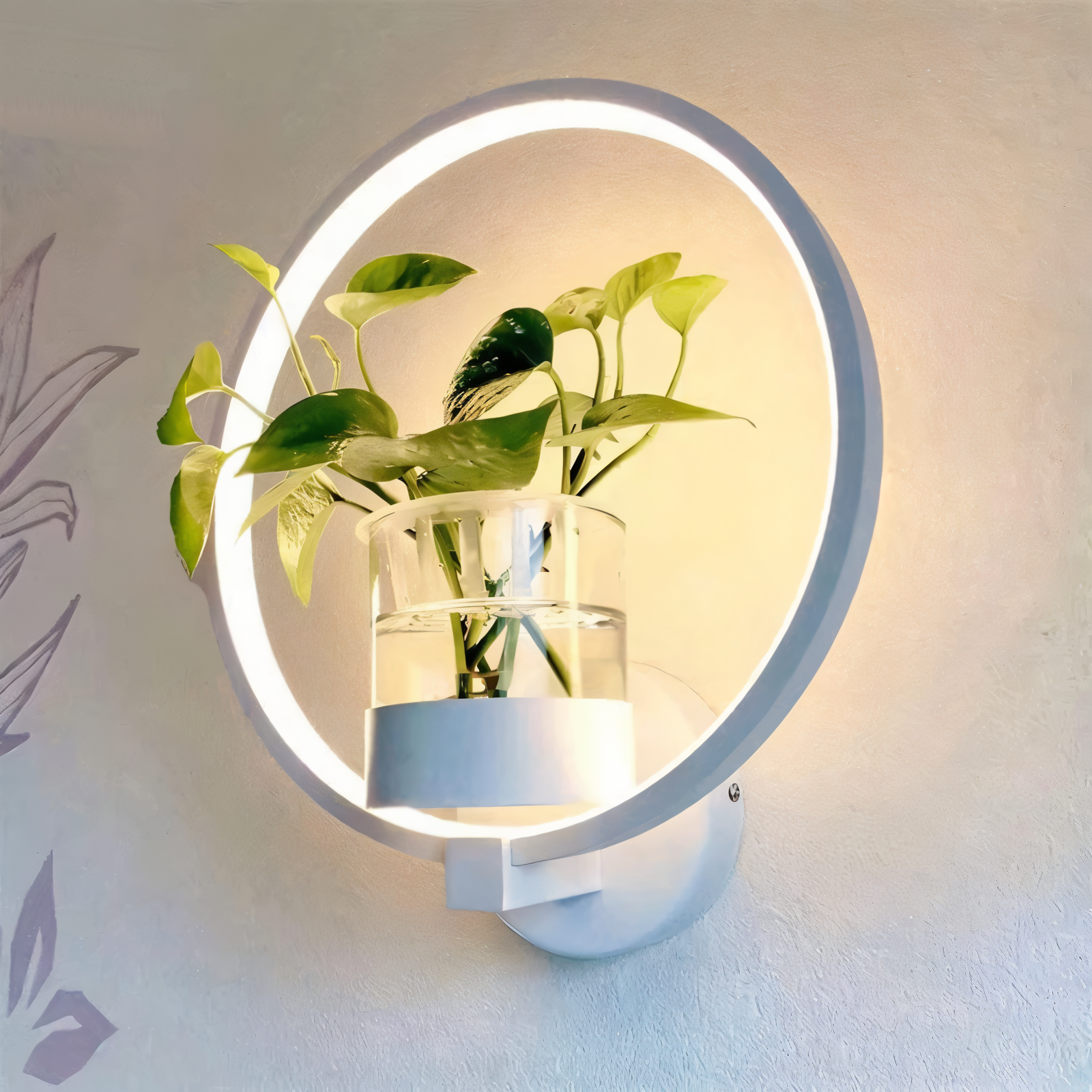 VerdantLume Vägglampa - Minimalistisk Vägglampa med Inbyggd Växthållare - Moderna Vägglampor LED