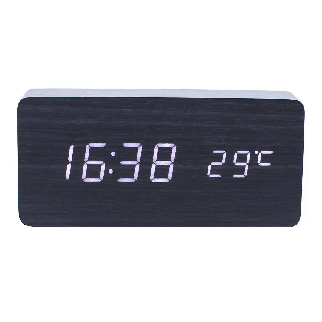 Modern LED-väckarklocka med digital display - Väckarklocka i plast