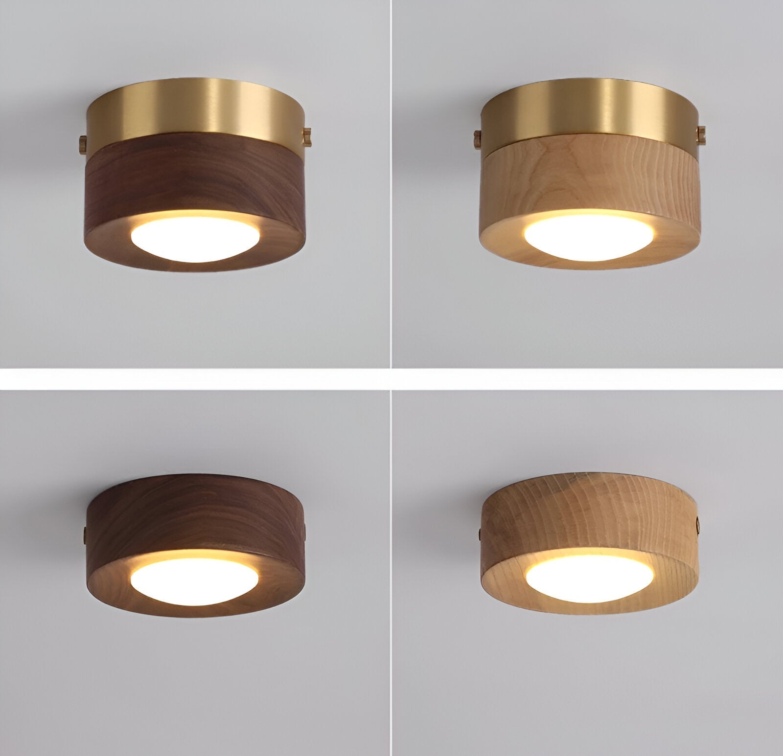 WoodSpot Taklampa - Valnöt Spotlights - LED Runda Taklampa