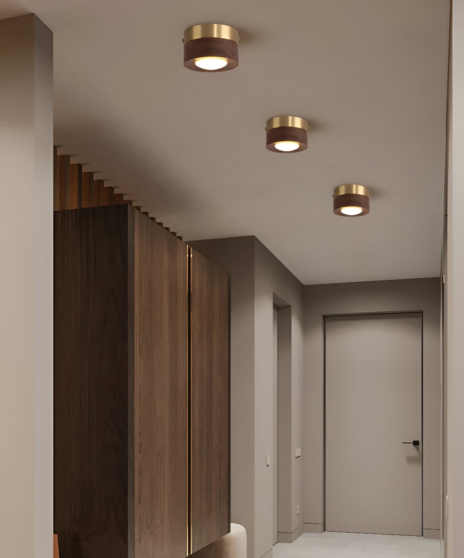 WoodSpot Taklampa - Valnöt Spotlights - LED Runda Taklampa