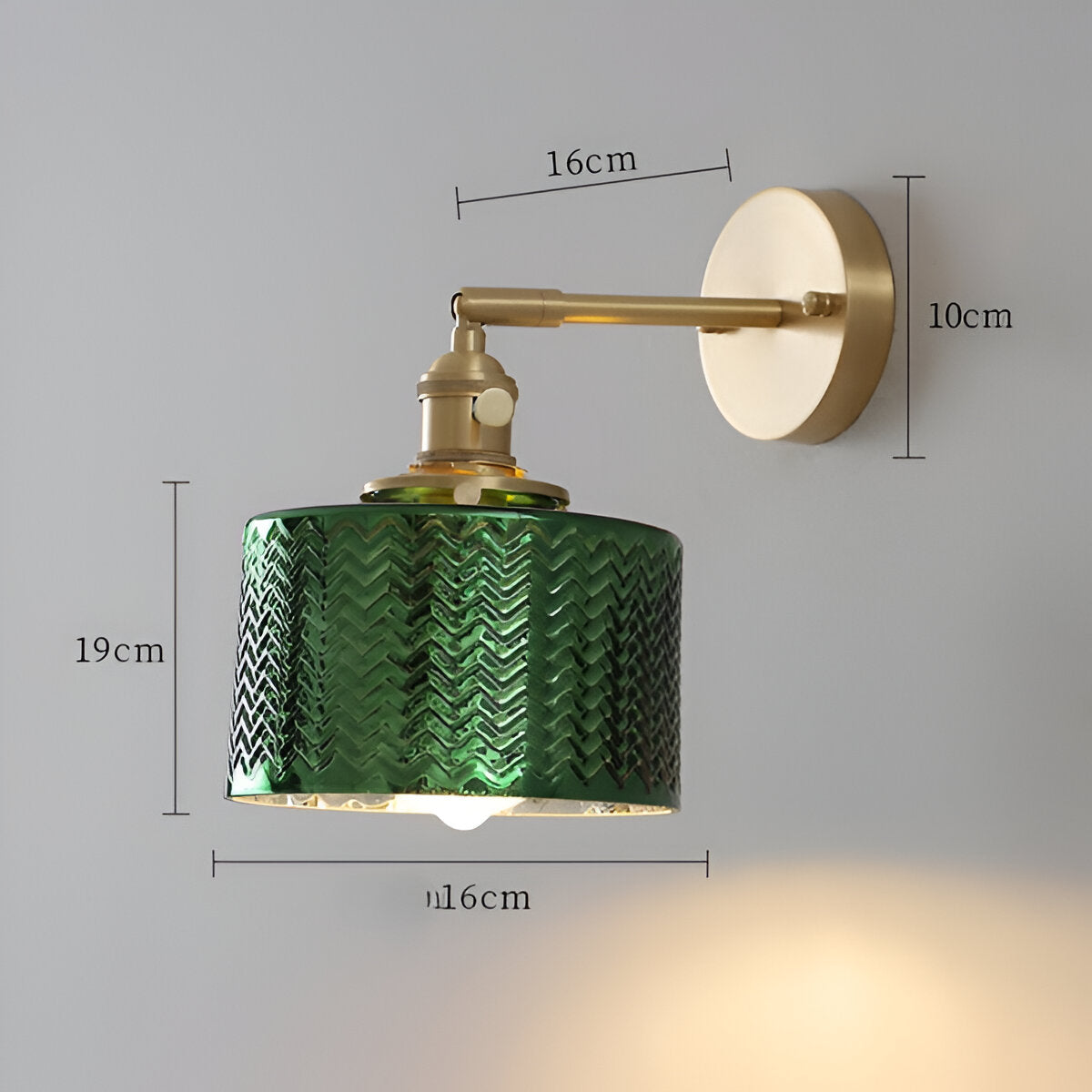 ZiGloss Vägglampa - Nordisk Klar/Grön Våglagd Glas Vägglampa - Justerbara Vägglampor LED