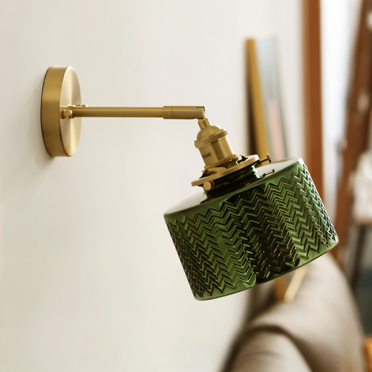 ZiGloss Vägglampa - Nordisk Klar/Grön Våglagd Glas Vägglampa - Justerbara Vägglampor LED