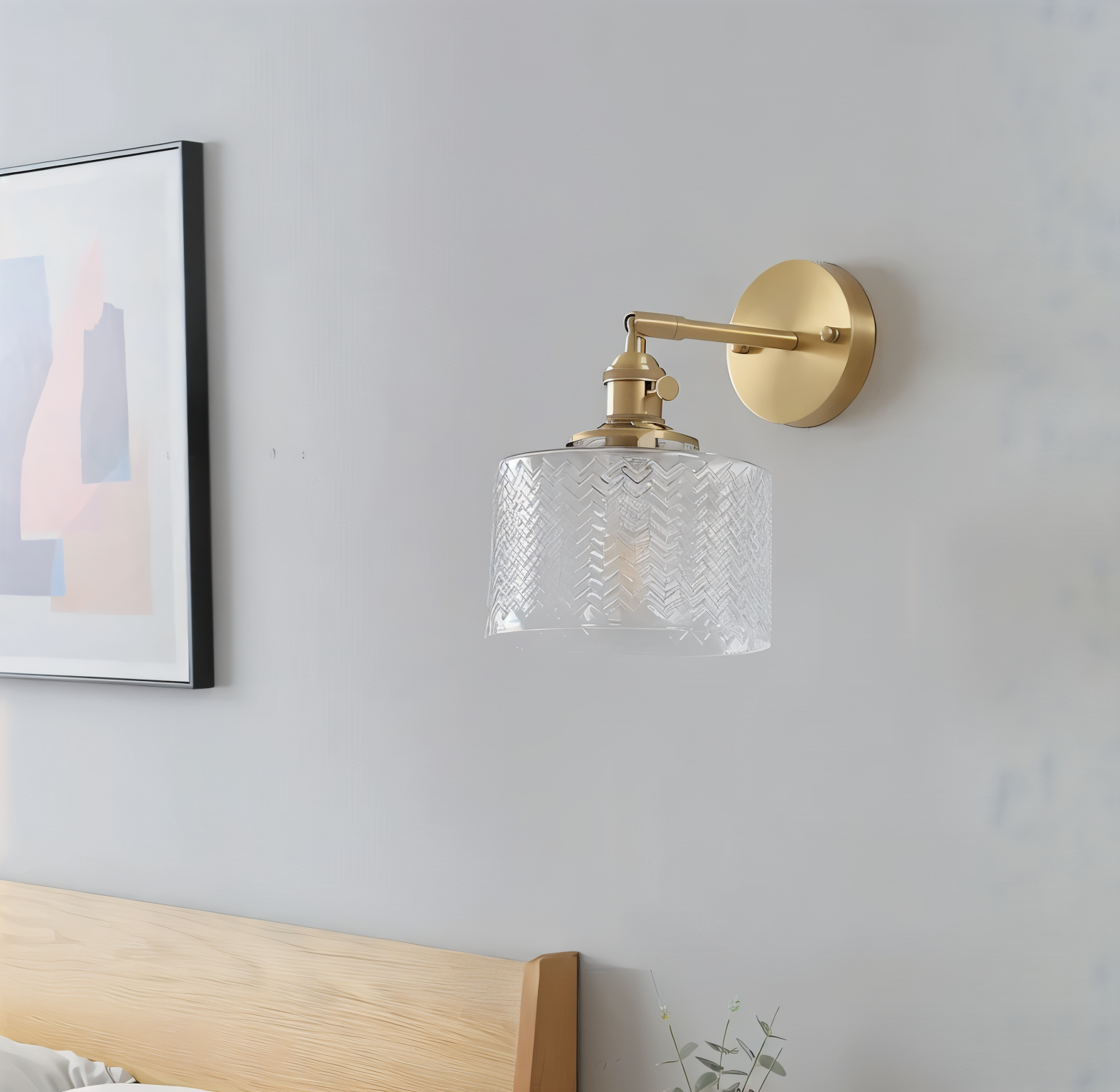 ZiGloss Vägglampa - Nordisk Klar/Grön Våglagd Glas Vägglampa - Justerbara Vägglampor LED
