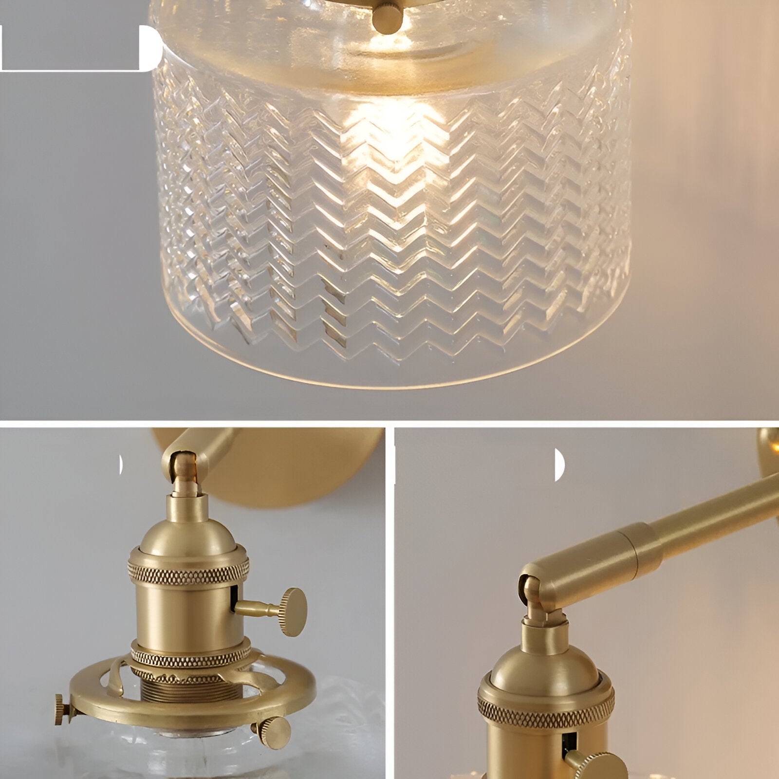 ZiGloss Vägglampa - Nordisk Klar/Grön Våglagd Glas Vägglampa - Justerbara Vägglampor LED