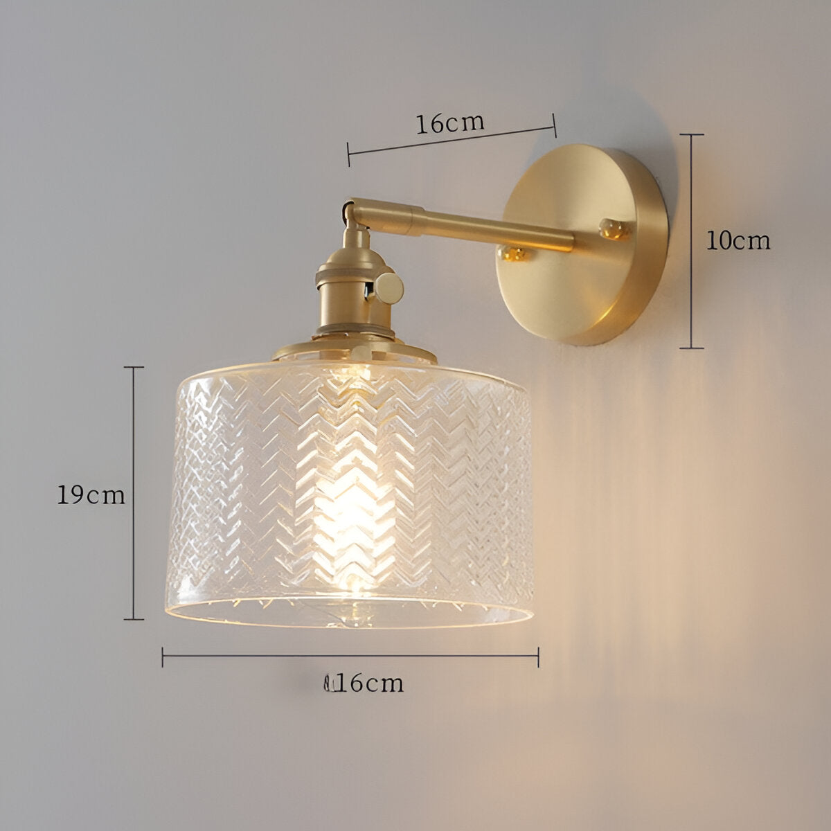 ZiGloss Vägglampa - Nordisk Klar/Grön Våglagd Glas Vägglampa - Justerbara Vägglampor LED