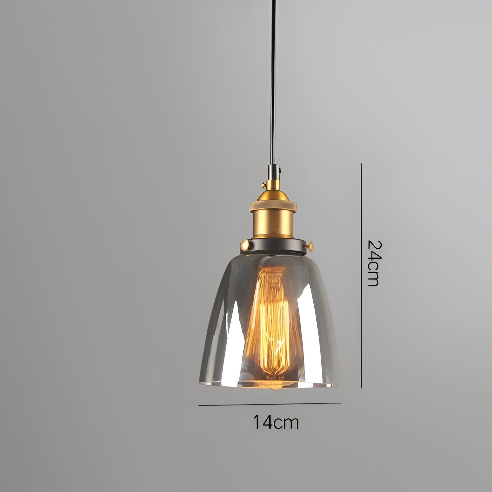 VintaLoft Taklampa - Taklampa i rökt glas - Vintage hängande lampa