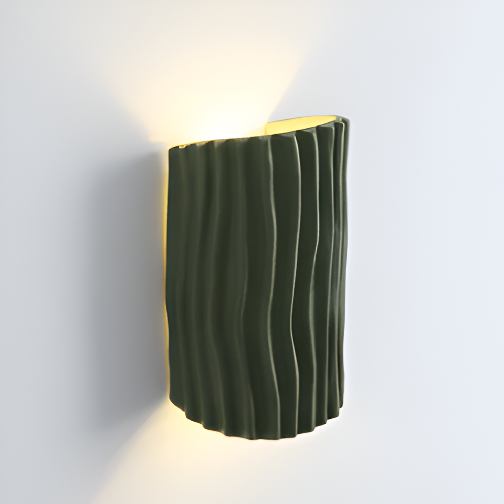 HuePleat Vägglampa - Kurvig Plisserad Resin V ägglampa - Upp- och Nedåtriktade V ägglampor