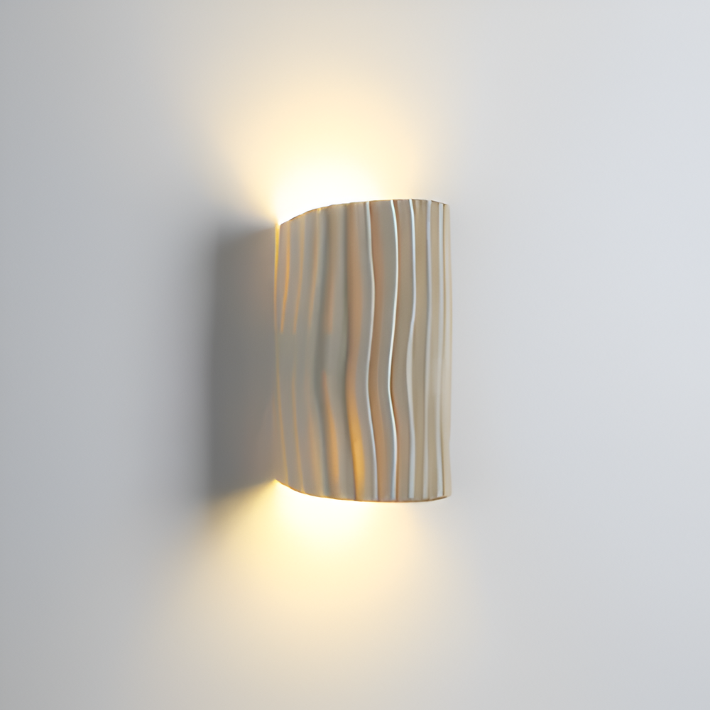 HuePleat Vägglampa - Kurvig Plisserad Resin V ägglampa - Upp- och Nedåtriktade V ägglampor