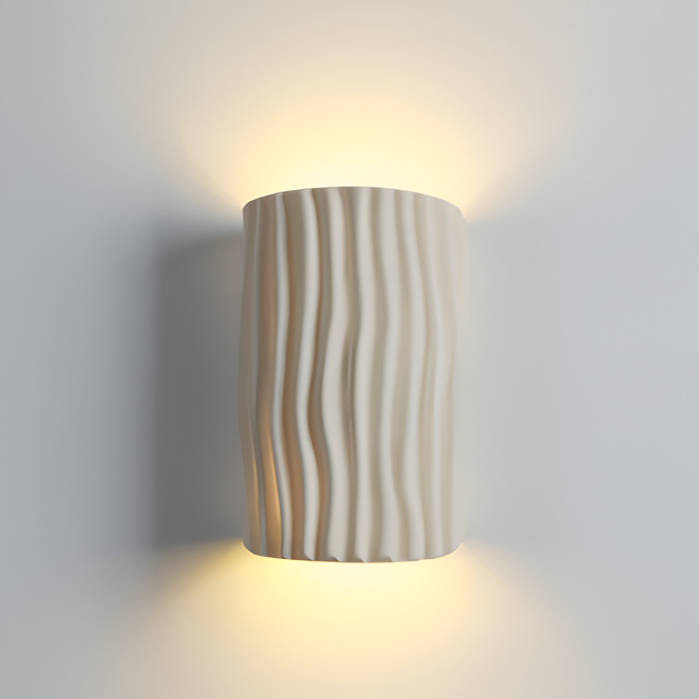 HuePleat Vägglampa - Kurvig Plisserad Resin V ägglampa - Upp- och Nedåtriktade V ägglampor