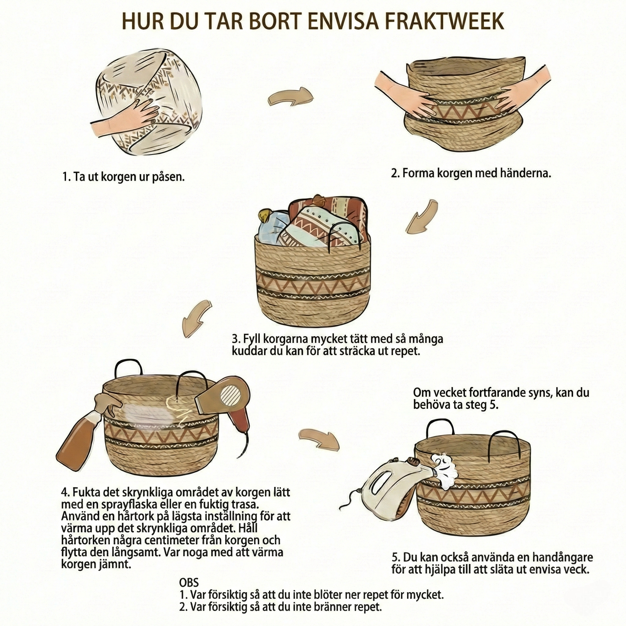 Flätad Förvaringskorg XL (51x34cm) – Tvättkorg & Leksakslåda, Brun/Grå