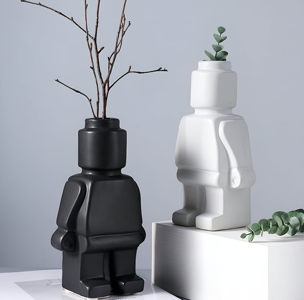Innovativa Murade Växtkärl i Robotdesign - Dekorativ Lego Ornament för Inomhus- och Utomhusbruk