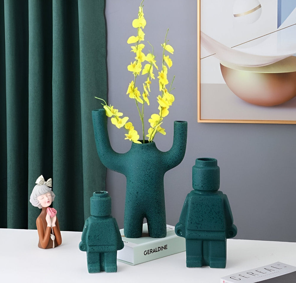 Innovativa Murade Växtkärl i Robotdesign - Dekorativ Lego Ornament för Inomhus- och Utomhusbruk