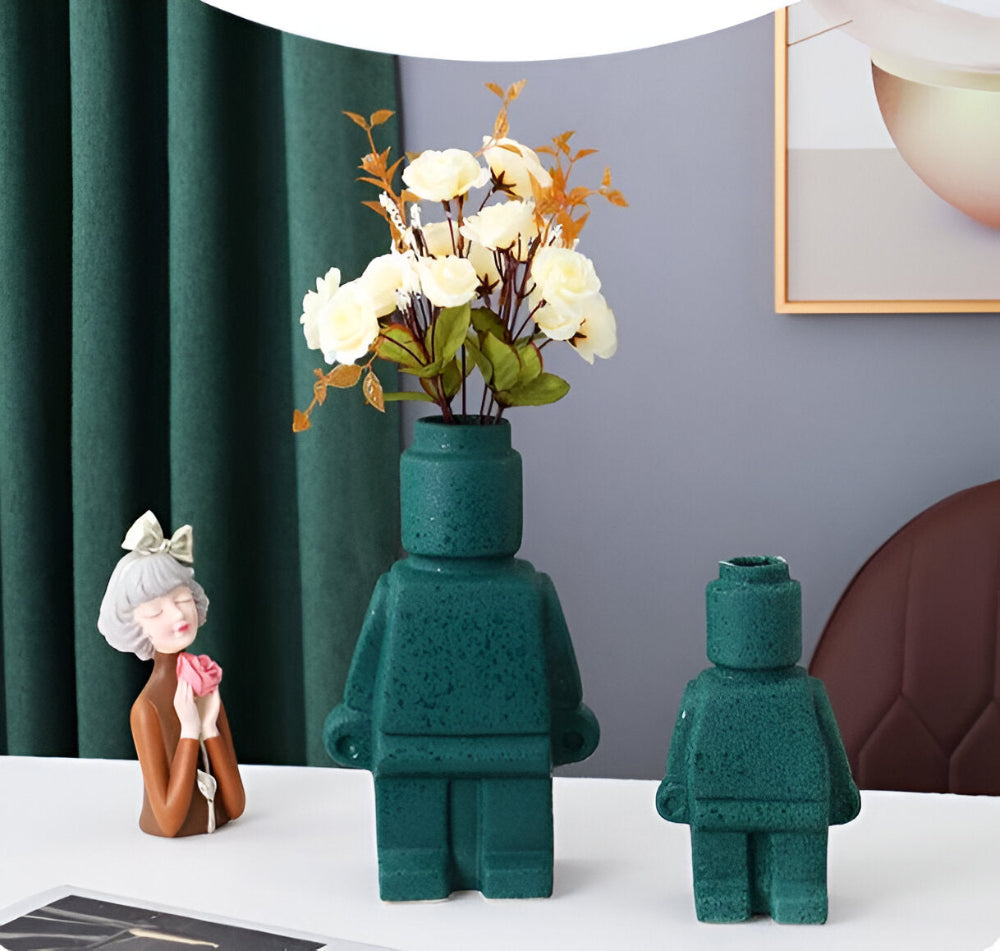 Innovativa Murade Växtkärl i Robotdesign - Dekorativ Lego Ornament för Inomhus- och Utomhusbruk
