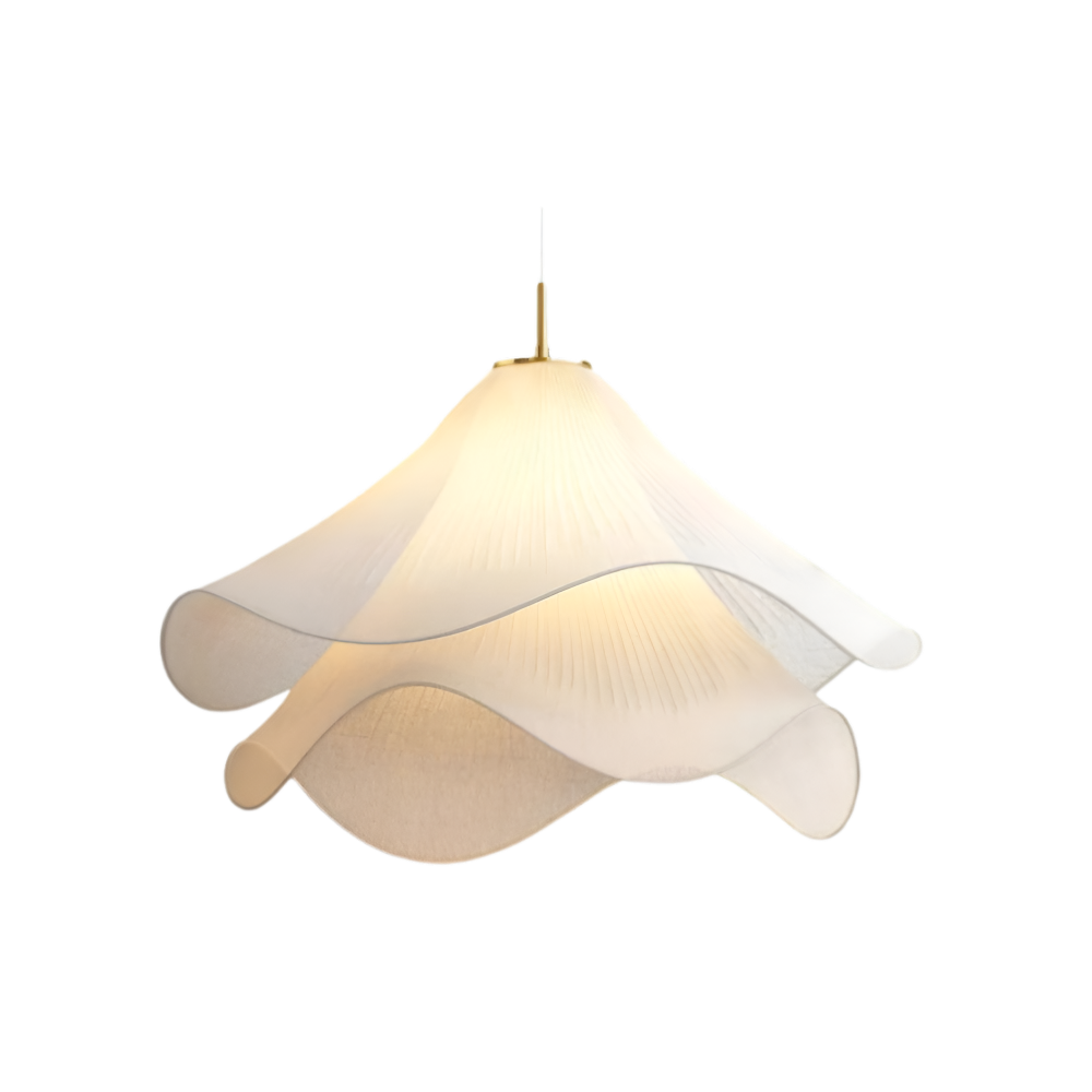 Japandi-inspirerad tygpendellampa - Minimalistisk blommig design taklampa för en lugn atmosfär