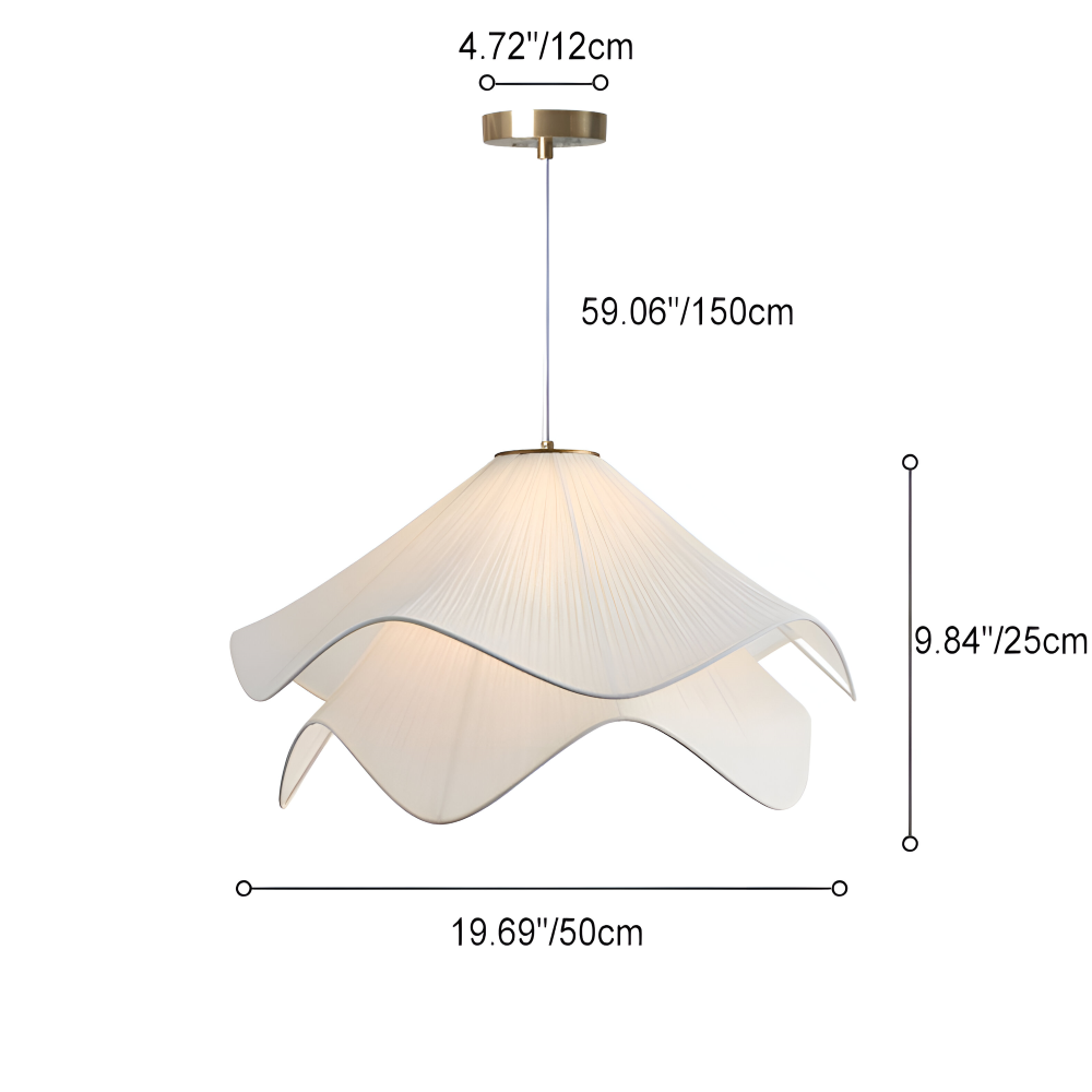 Japandi-inspirerad tygpendellampa - Minimalistisk blommig design taklampa för en lugn atmosfär
