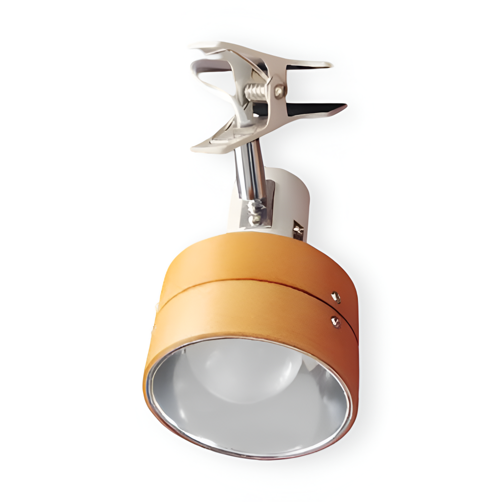 Japanskinspirerad Justerbar Klämma Skrivbordslampa - Rund Trä- och Järn Bordslampa med Akrylskärm