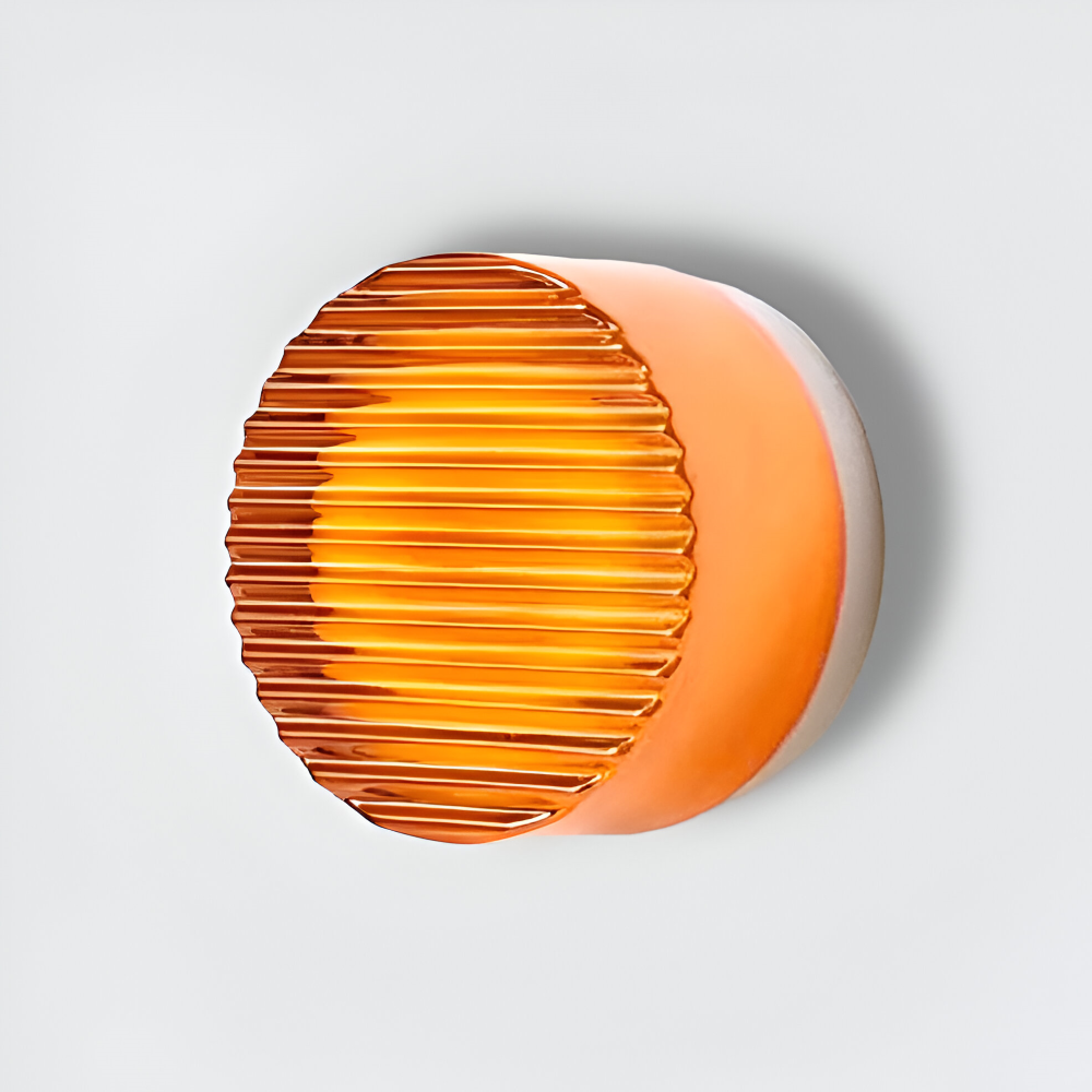 Jelly Gleam Ribbed - Minimalistiska Krispiga Vägglampor - Bärnsten Vit Rund Vägglampa