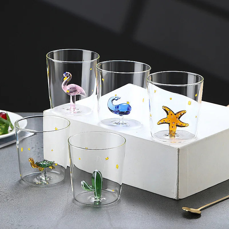 Kreativ 3D-glasmugg - Handgjord djur- och växtformad för kaffe och mjölk - 250-300ml 2