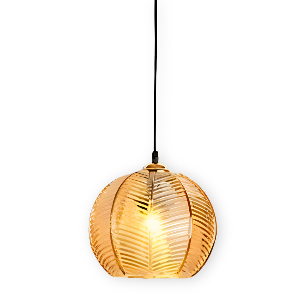 LeafyRib Pendellampa - Retro Modern Ribbad Glas Hänglampa
