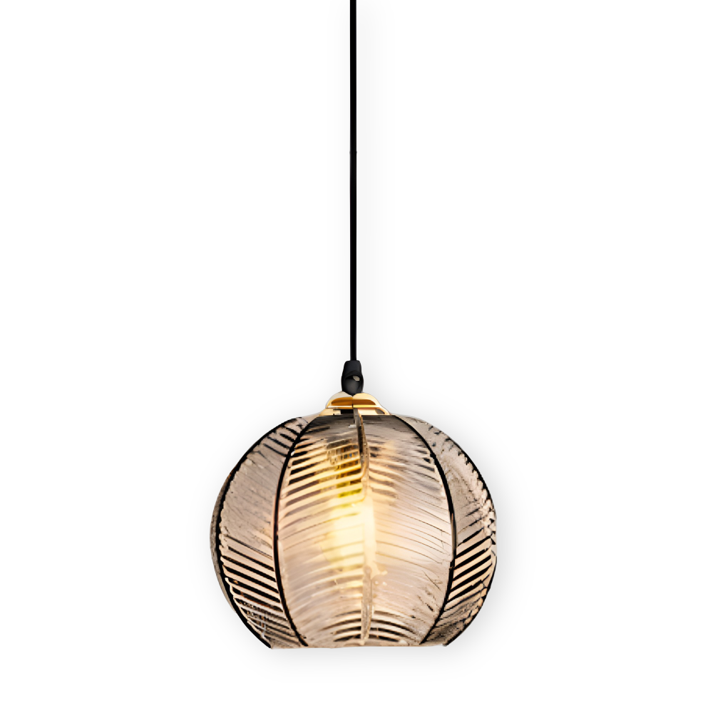 LeafyRib Pendellampa - Retro Modern Ribbad Glas Hänglampa