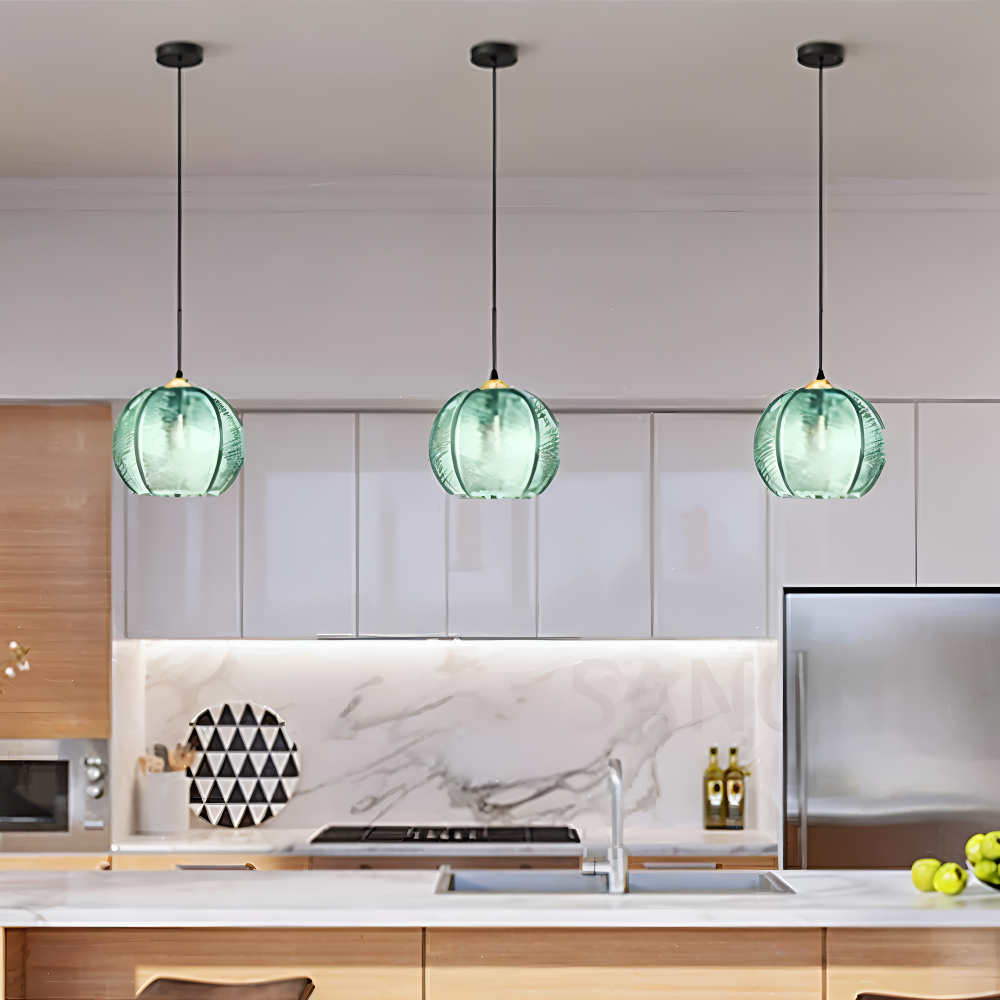 LeafyRib Pendellampa - Retro Modern Ribbad Glas Hänglampa