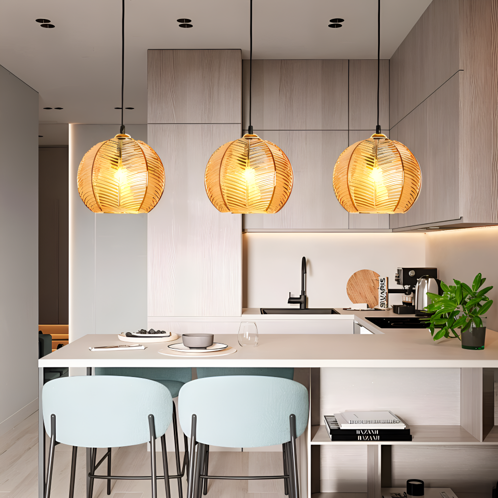 LeafyRib Pendellampa - Retro Modern Ribbad Glas Hänglampa