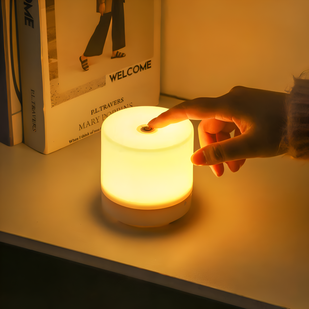 LuminoTap - USB Drivet Cylindriskt Mini Nattljus - Lampa med Touch Dimmer
