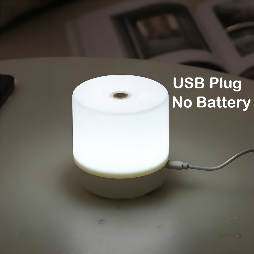 LuminoTap - USB Drivet Cylindriskt Mini Nattljus - Lampa med Touch Dimmer