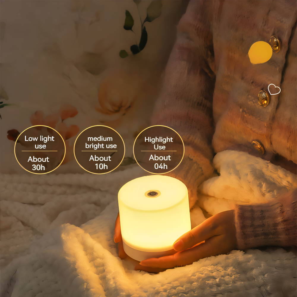 LuminoTap - USB Drivet Cylindriskt Mini Nattljus - Lampa med Touch Dimmer