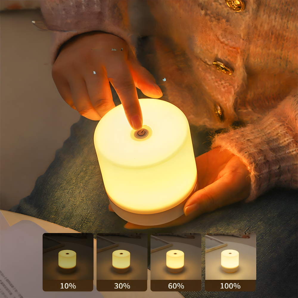 LuminoTap - USB Drivet Cylindriskt Mini Nattljus - Lampa med Touch Dimmer
