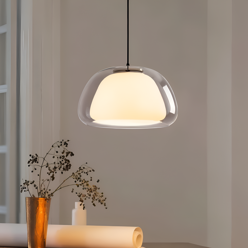 LustreJell - Modern Kräm Glas Pendellampa - Transparent Jelly LED Hänglampa