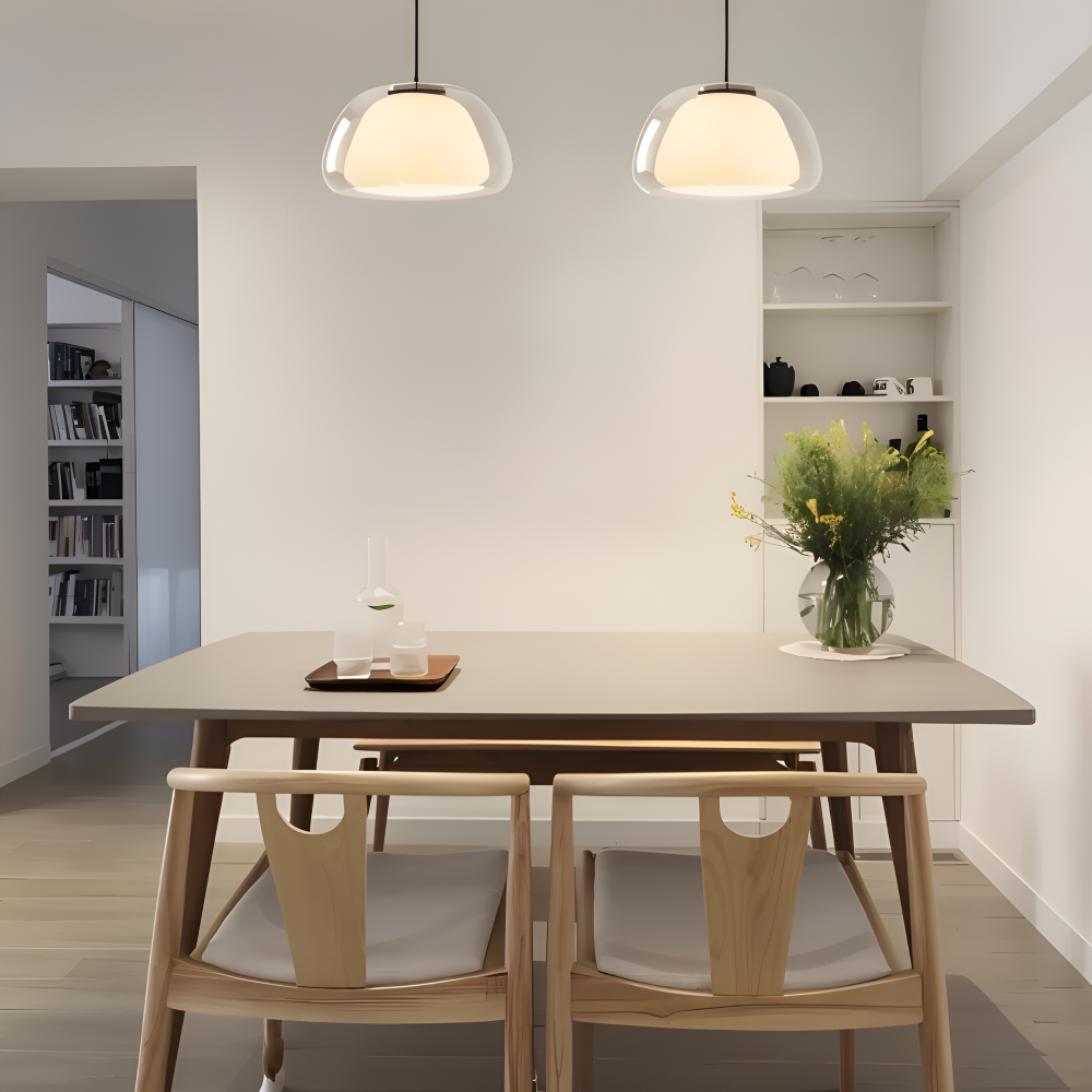 LustreJell - Modern Kräm Glas Pendellampa - Transparent Jelly LED Hänglampa