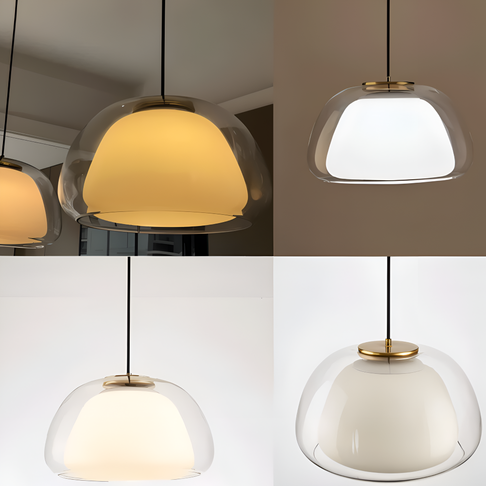 LustreJell - Modern Kräm Glas Pendellampa - Transparent Jelly LED Hänglampa