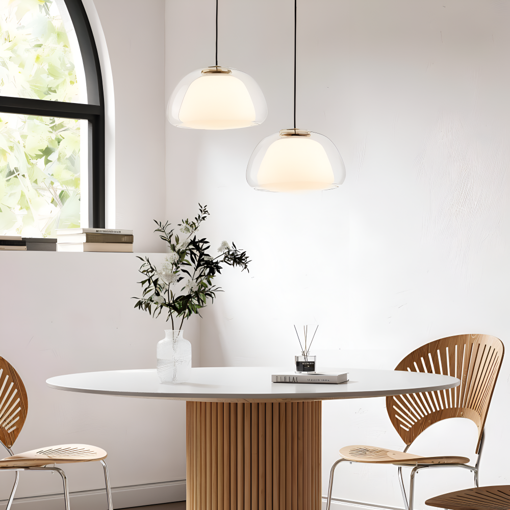 LustreJell - Modern Kräm Glas Pendellampa - Transparent Jelly LED Hänglampa