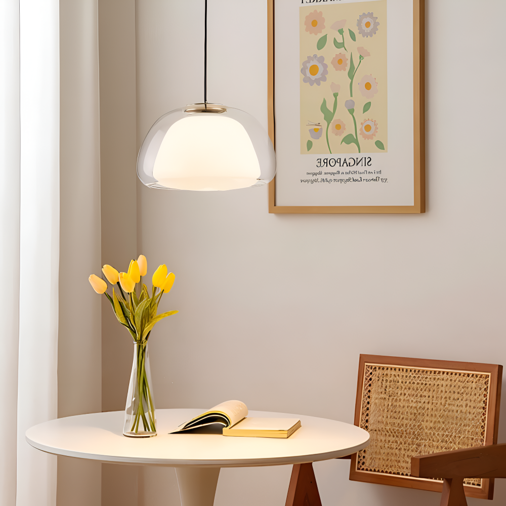 LustreJell - Modern Kräm Glas Pendellampa - Transparent Jelly LED Hänglampa