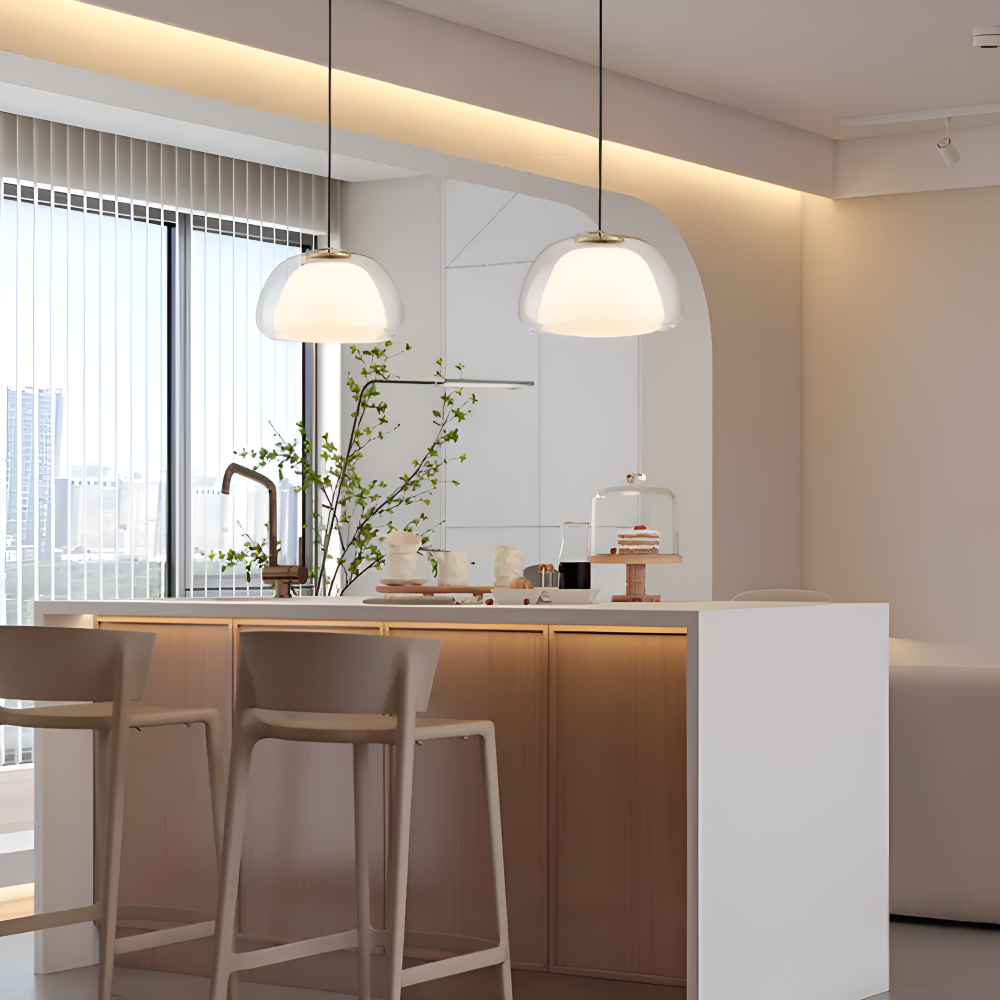 LustreJell - Modern Kräm Glas Pendellampa - Transparent Jelly LED Hänglampa