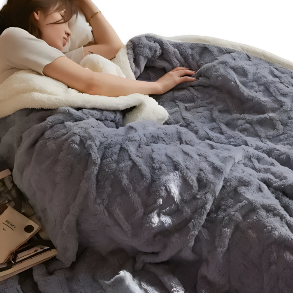 LuxiFaux Ullpläd - Dubbelsidig Plüsch Fleece Överdrag