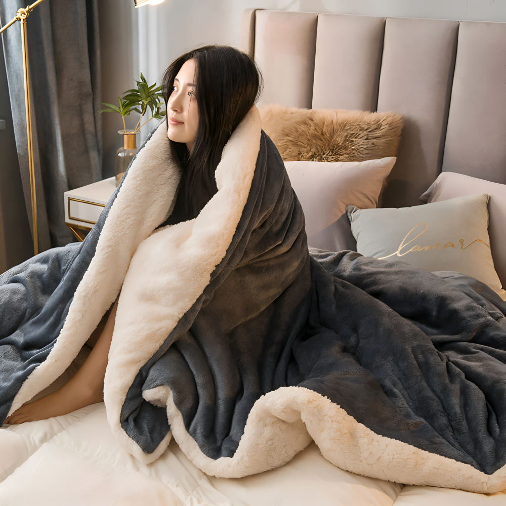 LuxiLayer Plaid - Dubbelsidig fleece och flanell täcke med dragkedja