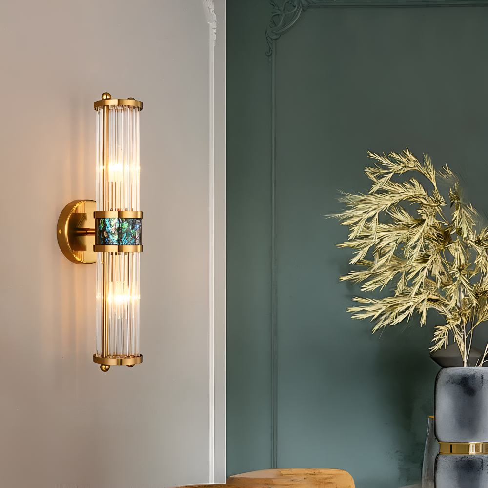 Lyxig Guldkristall Vägglampa - Modern Ribbade Vägglampa - E14 Vägglampor LED