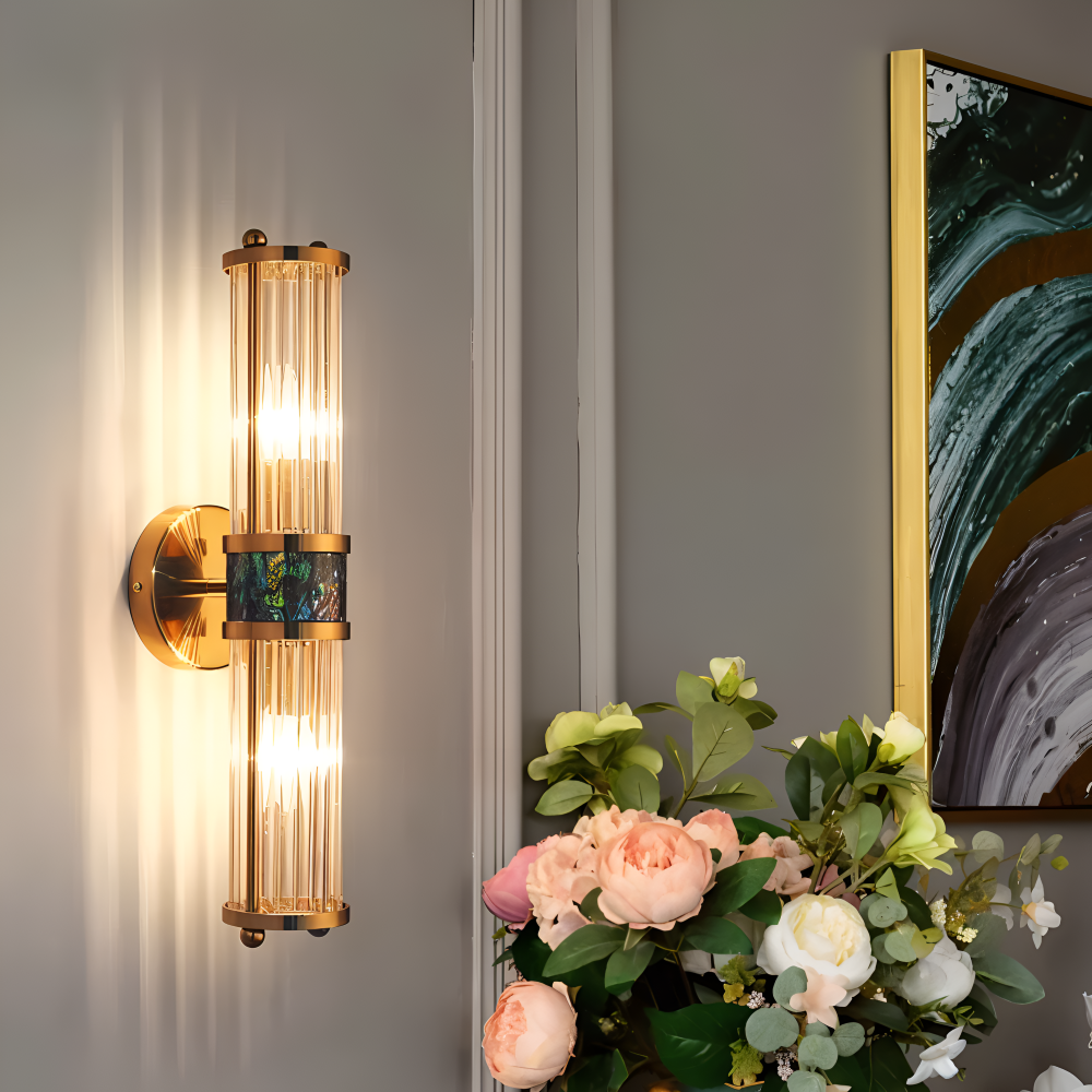 Lyxig Guldkristall Vägglampa - Modern Ribbade Vägglampa - E14 Vägglampor LED