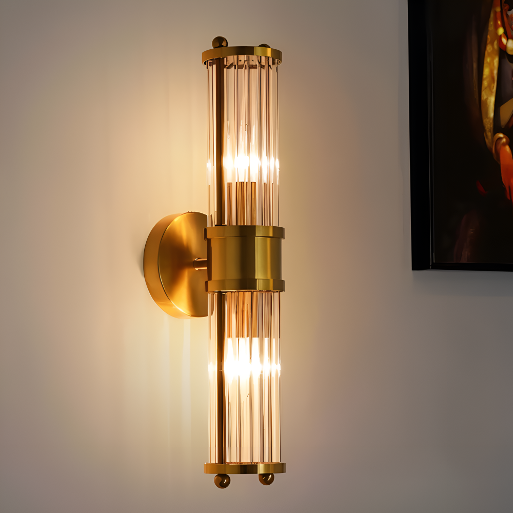 Lyxig Guldkristall Vägglampa - Modern Ribbade Vägglampa - E14 Vägglampor LED
