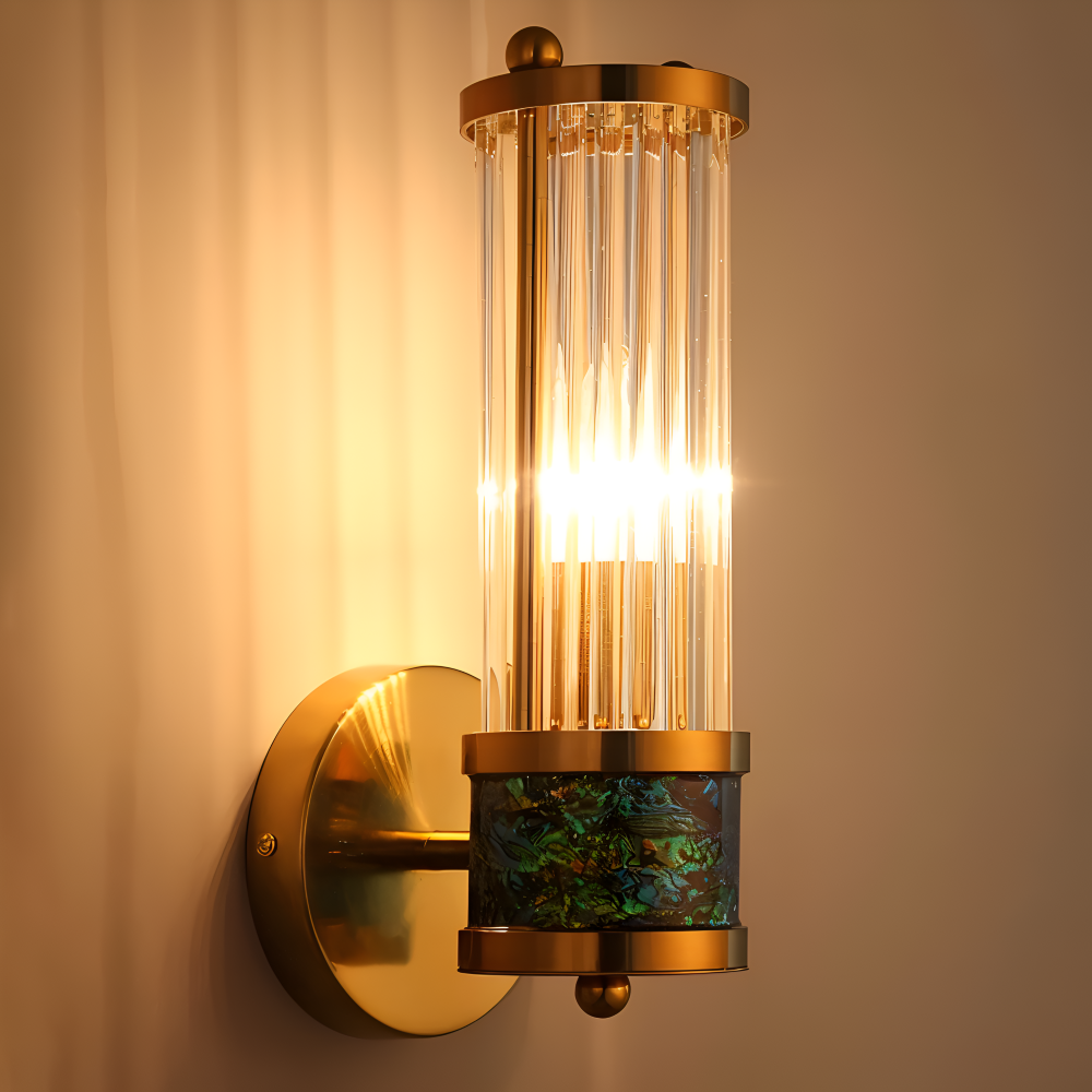 Lyxig Guldkristall Vägglampa - Modern Ribbade Vägglampa - E14 Vägglampor LED