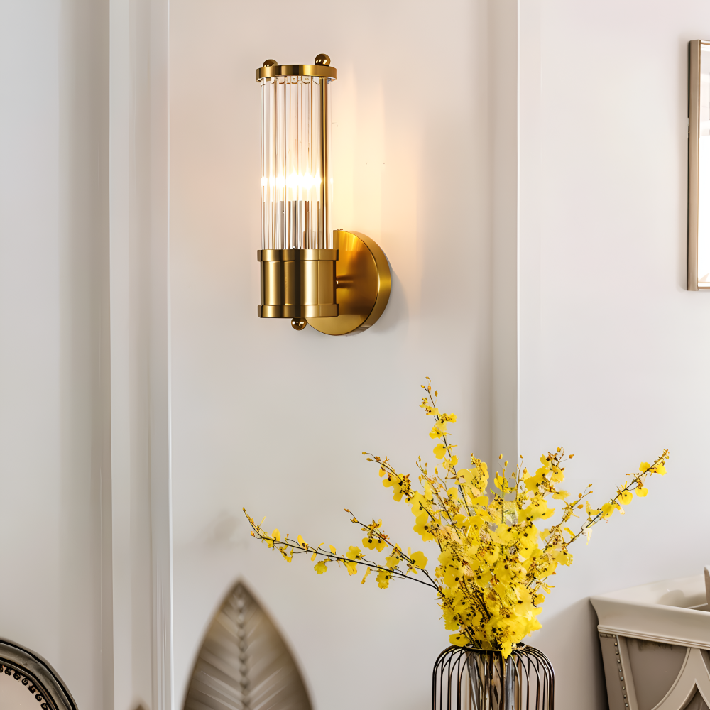 Lyxig Guldkristall Vägglampa - Modern Ribbade Vägglampa - E14 Vägglampor LED