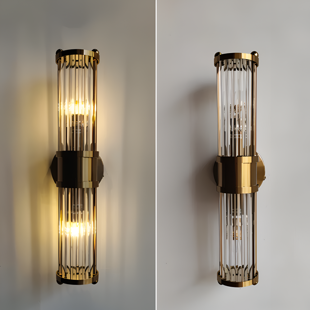Lyxig Guldkristall Vägglampa - Modern Ribbade Vägglampa - E14 Vägglampor LED