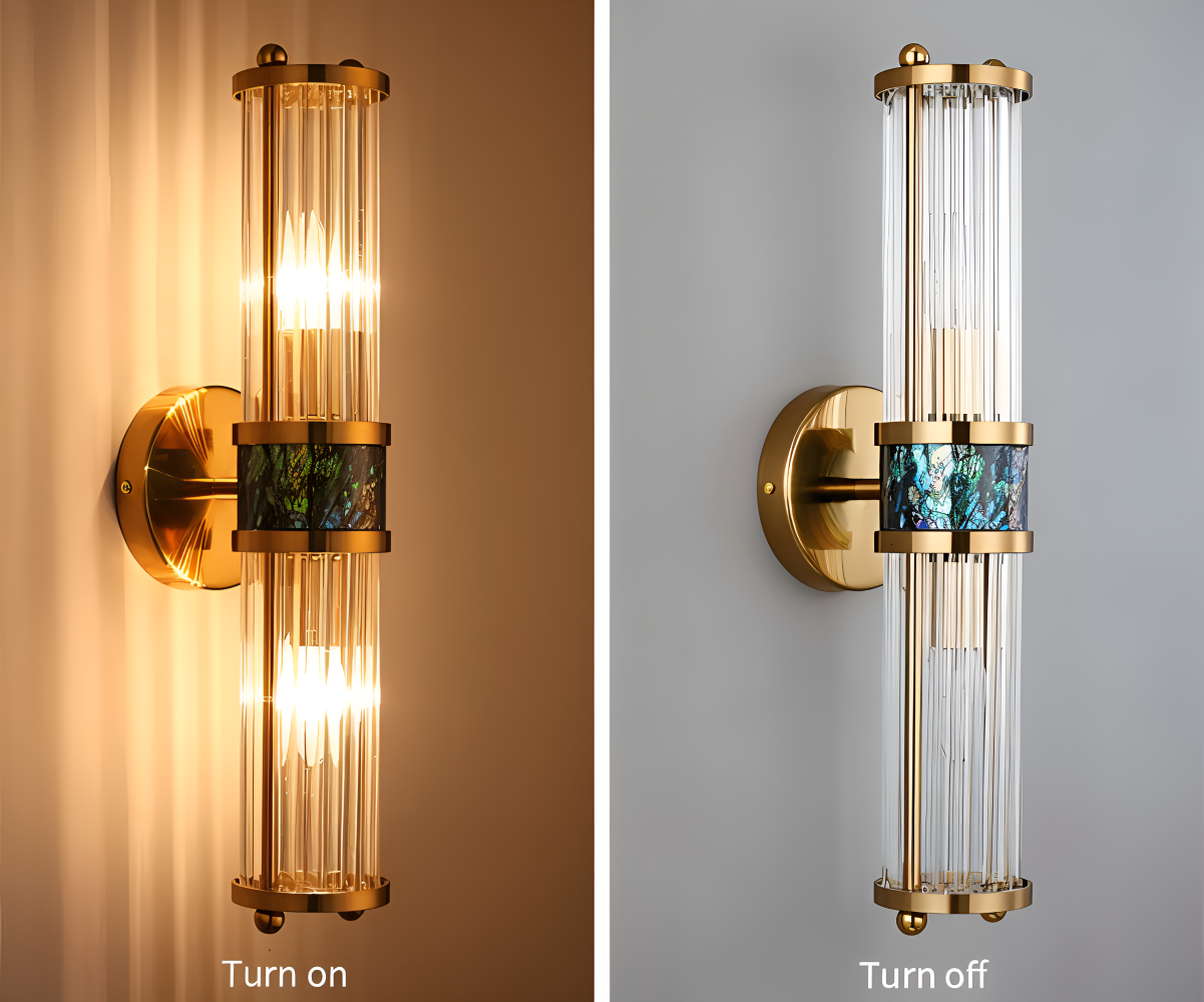 Lyxig Guldkristall Vägglampa - Modern Ribbade Vägglampa - E14 Vägglampor LED