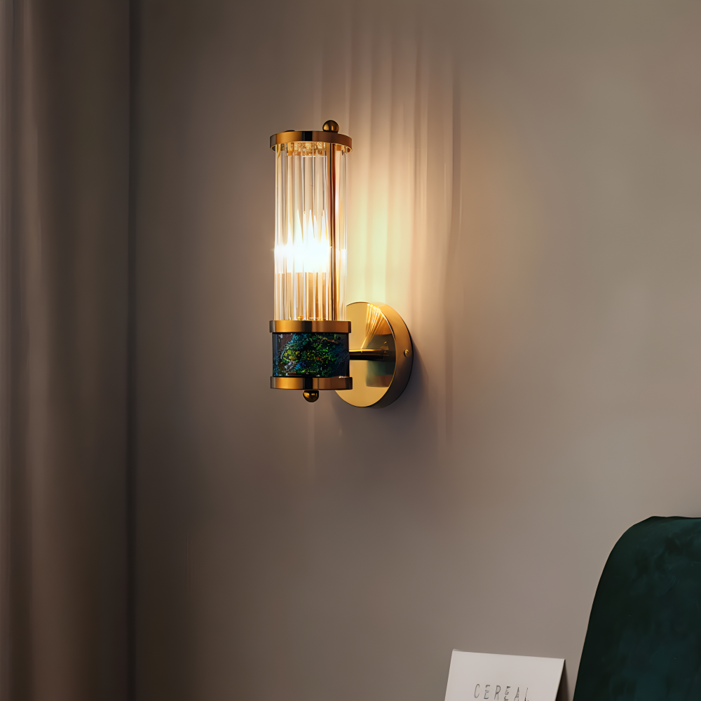 Lyxig Guldkristall Vägglampa - Modern Ribbade Vägglampa - E14 Vägglampor LED