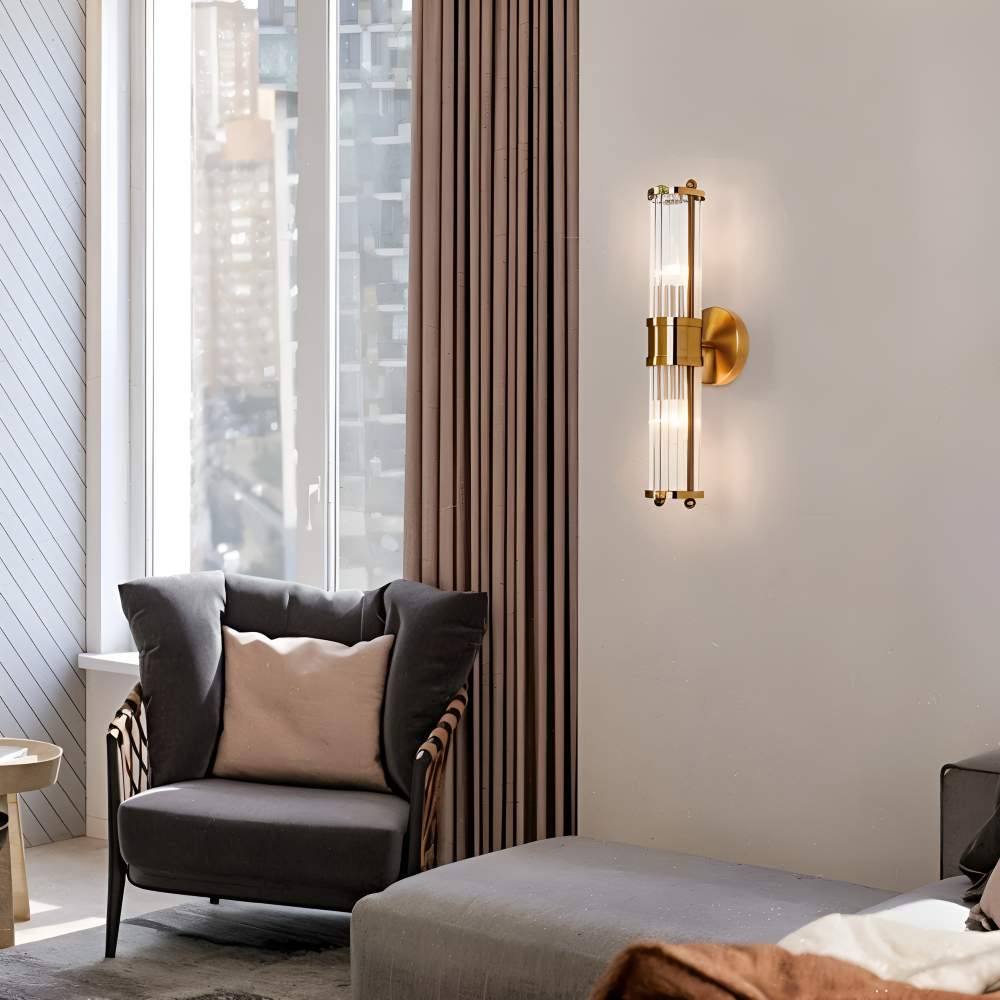 Lyxig Guldkristall Vägglampa - Modern Ribbade Vägglampa - E14 Vägglampor LED